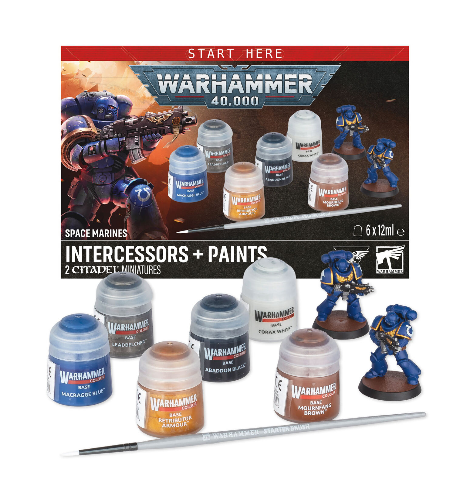 60-11 Warhammer 40000: Space Marines Intercessors + Paints