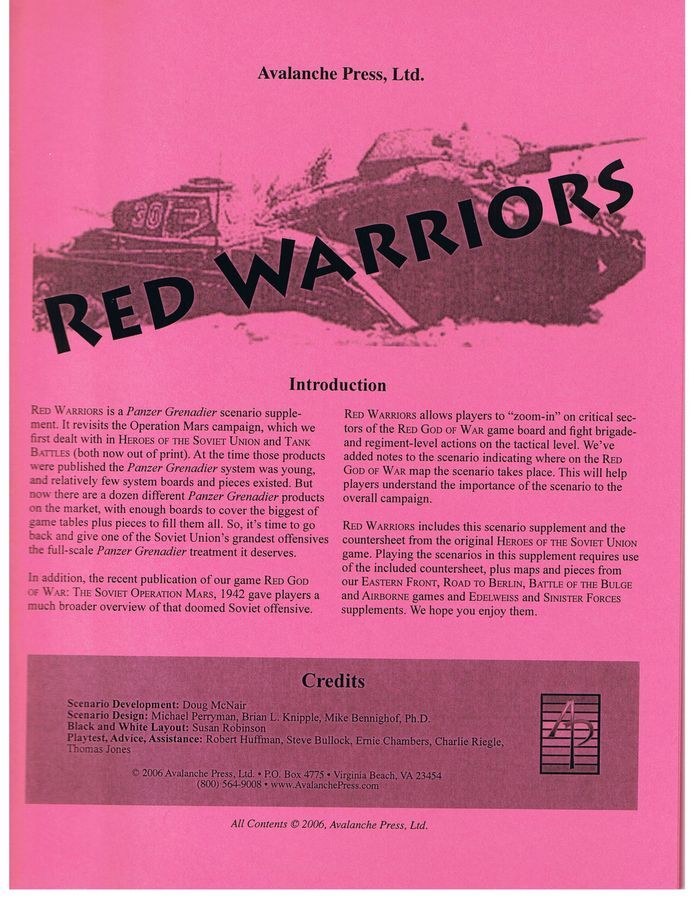 Panzer Grenadier: Red Warriors Scenario Supplement