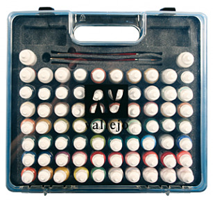 Model Colour set 72 Military colours + Brushes Plastic Case Set