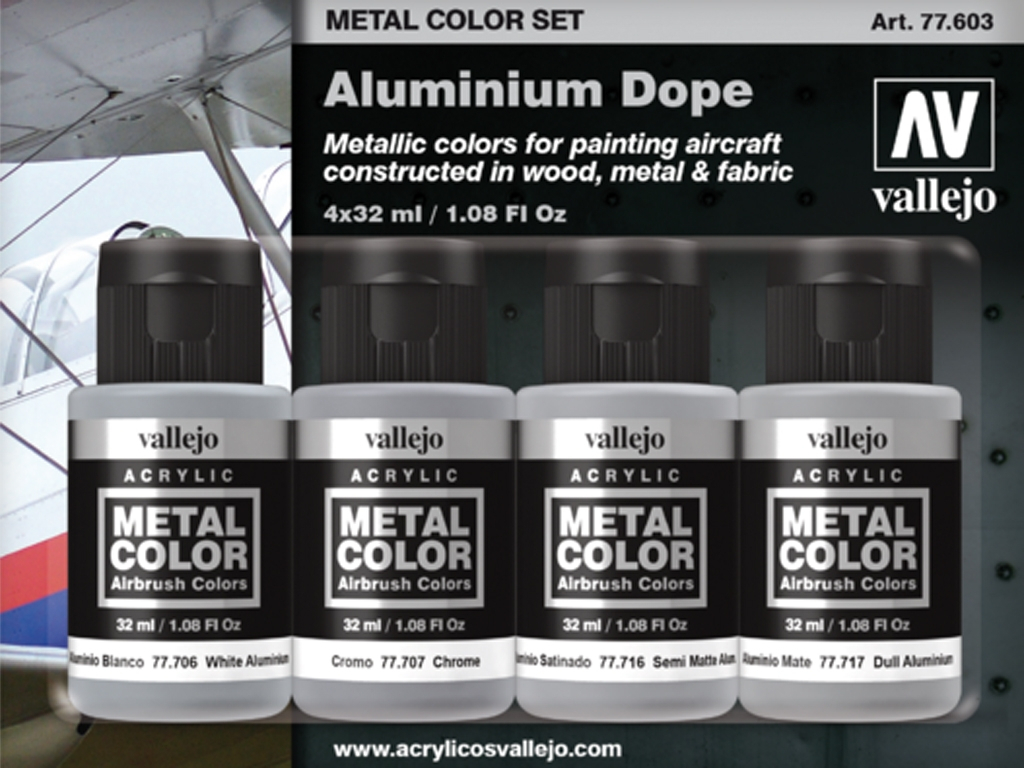 Metal Colour Aluminium Dope 4 Colour Acrylic Paint Set