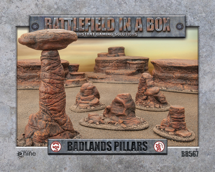 Battlefield in a Box: BFBB567 Badlands Pillars - Mars (x5) - 30mm