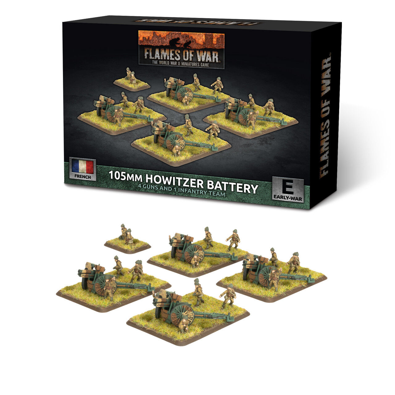 Flames of War: French: 105mm Howitzer Battery (x4 guns)