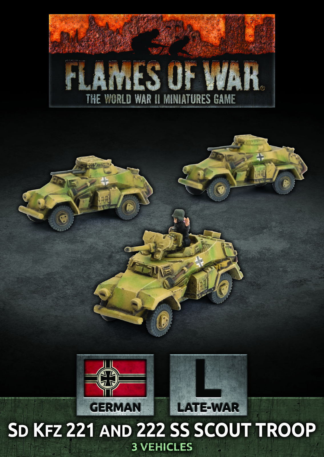 Sd Kfz 221 and 222 SS Scout Troop (x3)