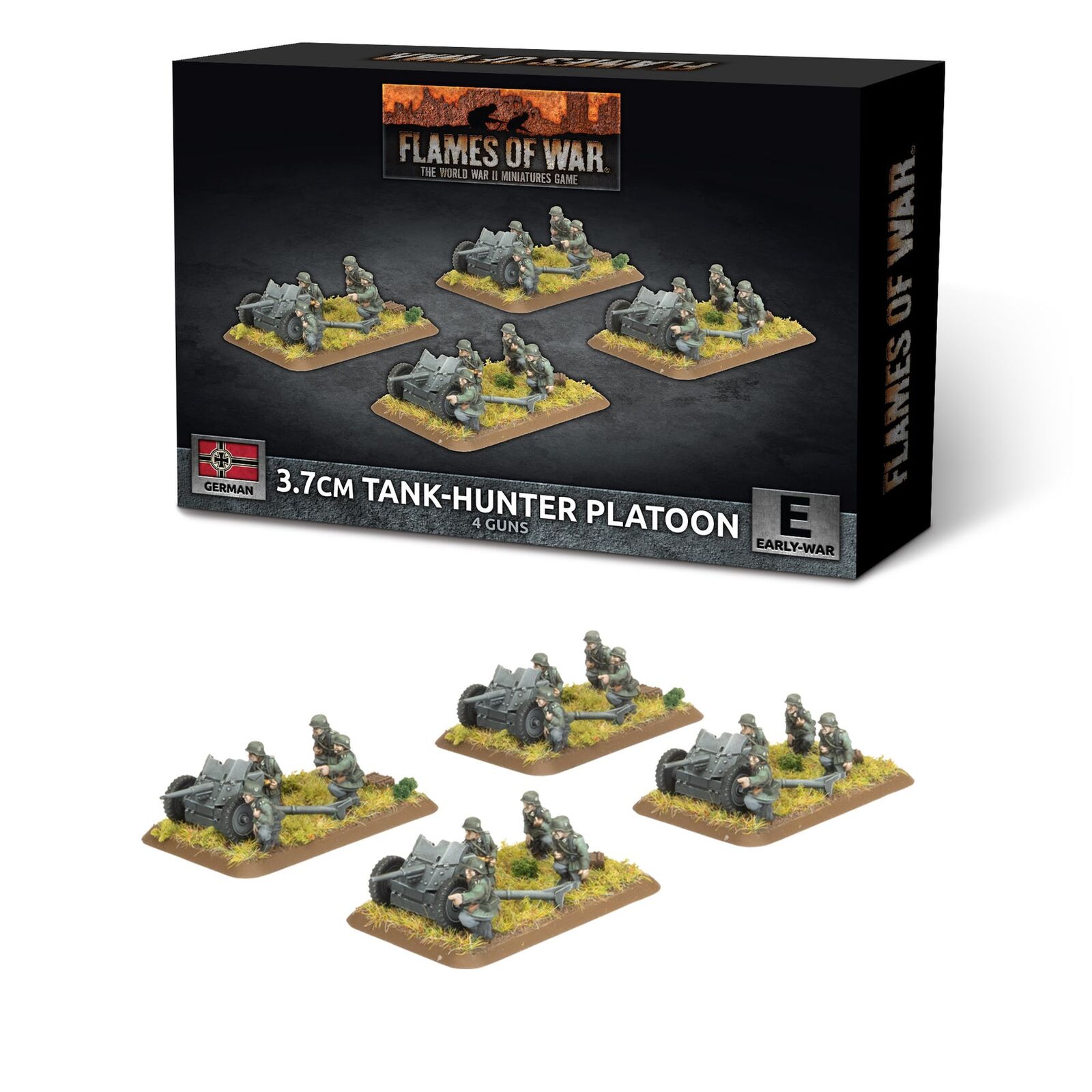 Flames of War: German: 3.7cm Tank Hunter Platoon (Early) (x4 guns Plastic)