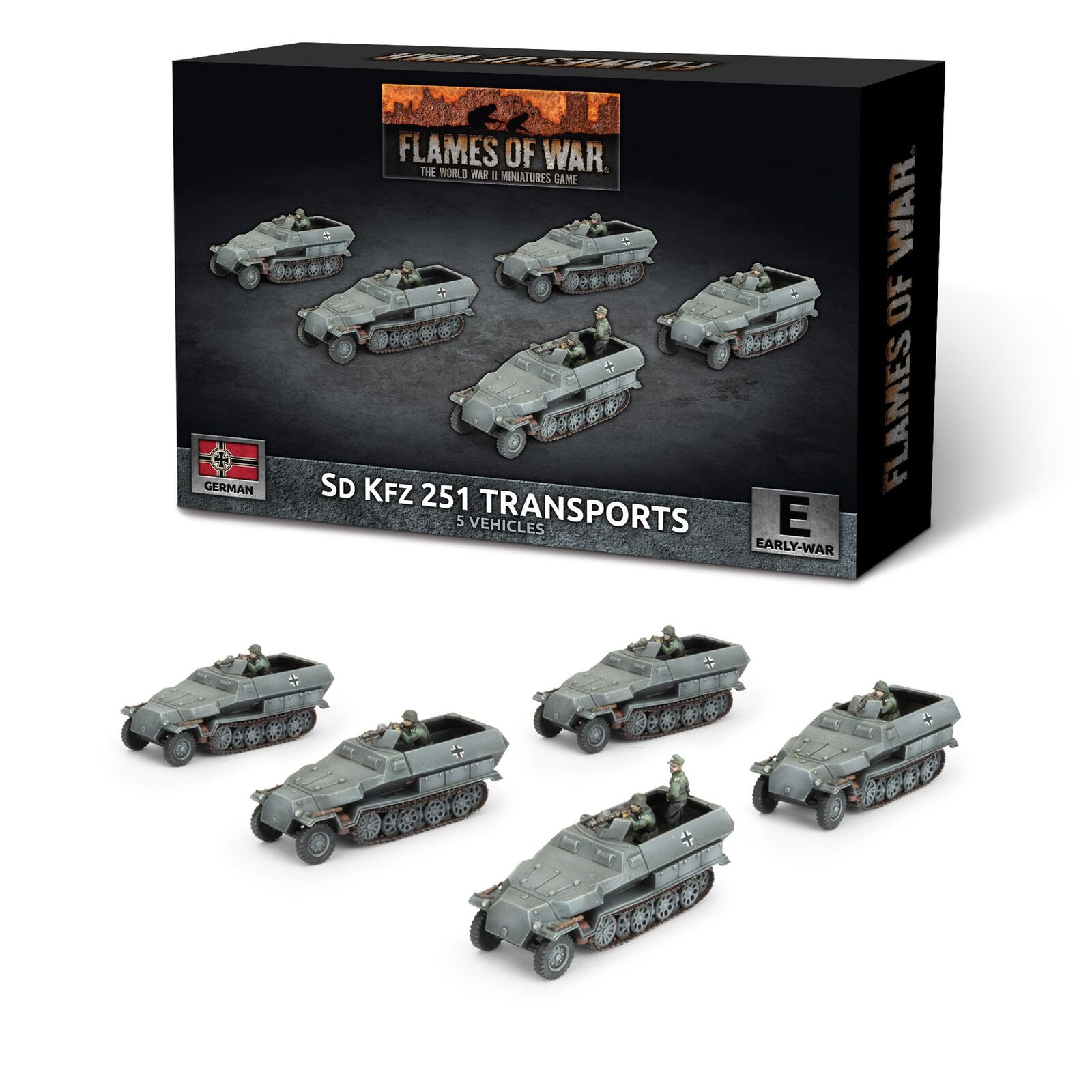 Flames of War: German: Sd Kfz 251 half-track Transport Platoon (x5 Plastic)