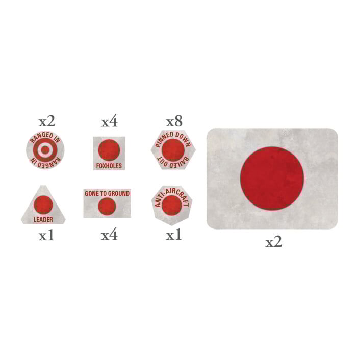 Flames of War: Japanese Mid-War Tokens (x20) and Objectives (x2)