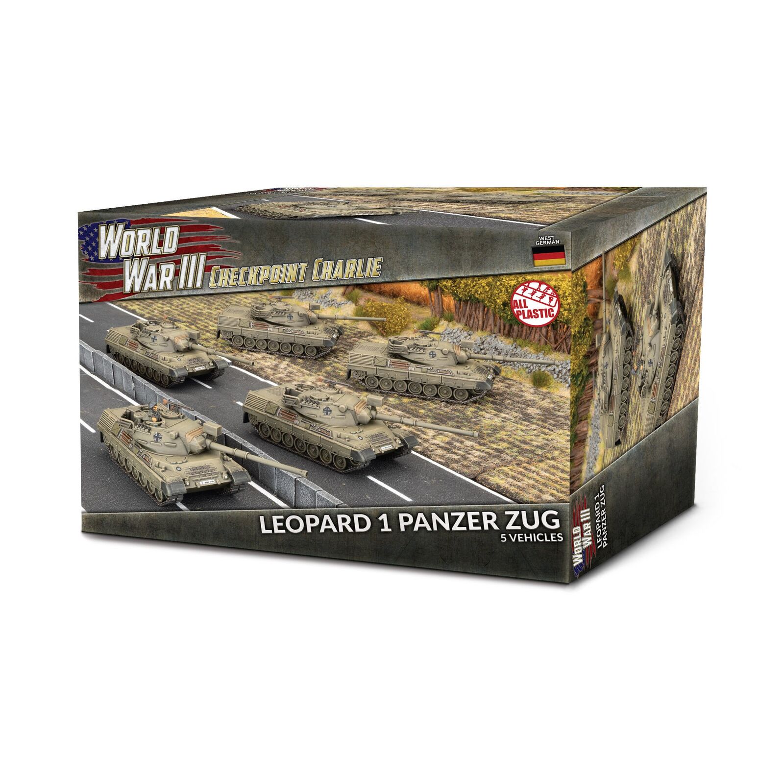 WWIII: West German - Leopard 1 Panzer Zug (x5 Plastic)