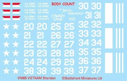 Flames of War: Vietnam - Sheridan Decal Sheet