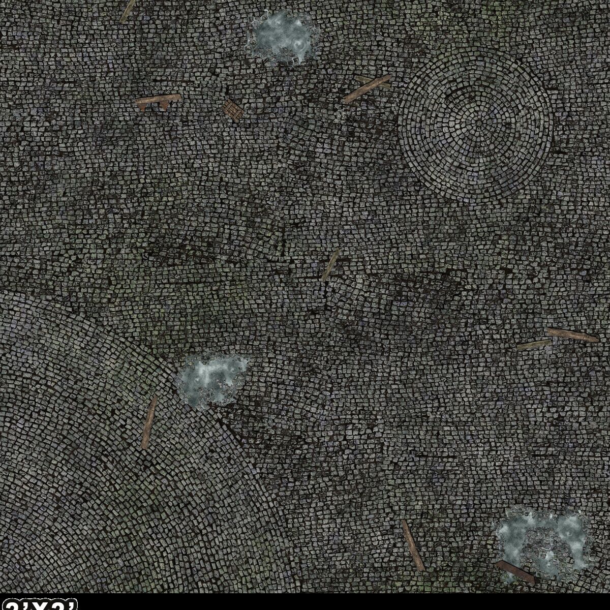 Cobbled Plaza Gaming Mat 3'x3'