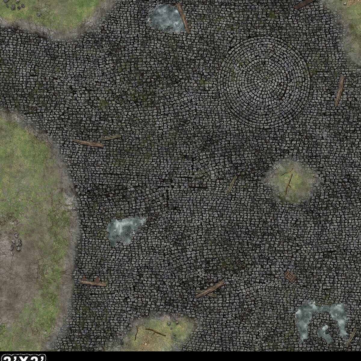 Cobbled Outskirts Gaming Mat 3'x3'
