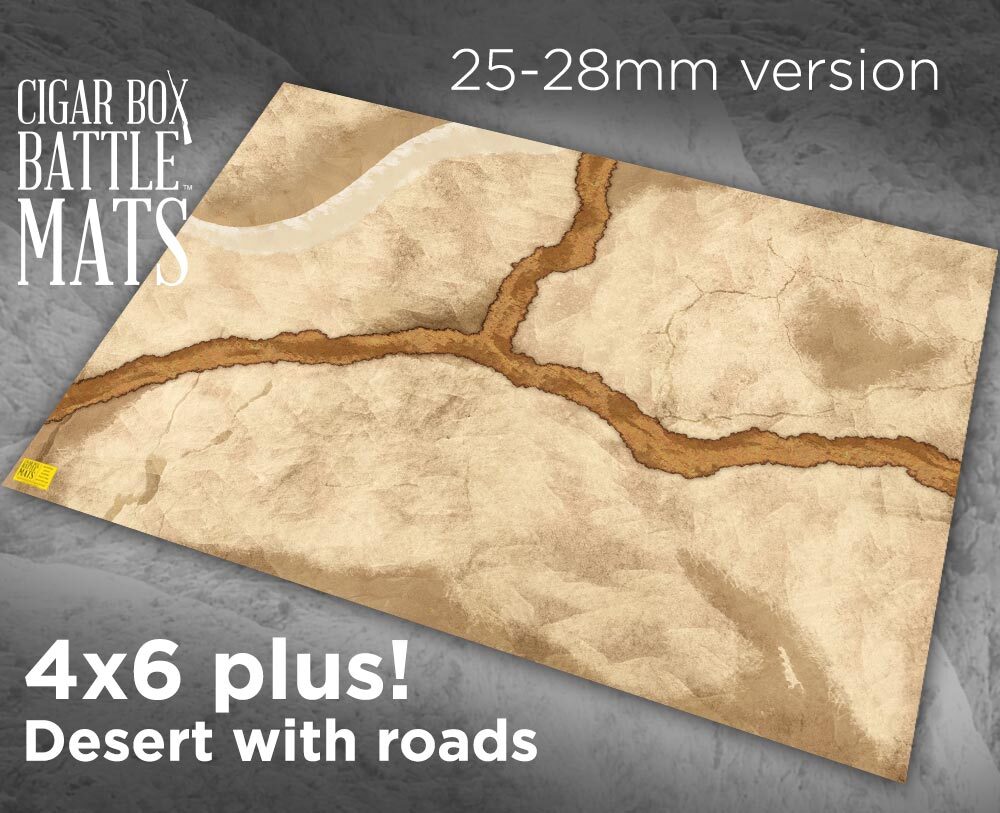 Battle Mat: 4x6' Desert with Roads (20-28mm Scale)