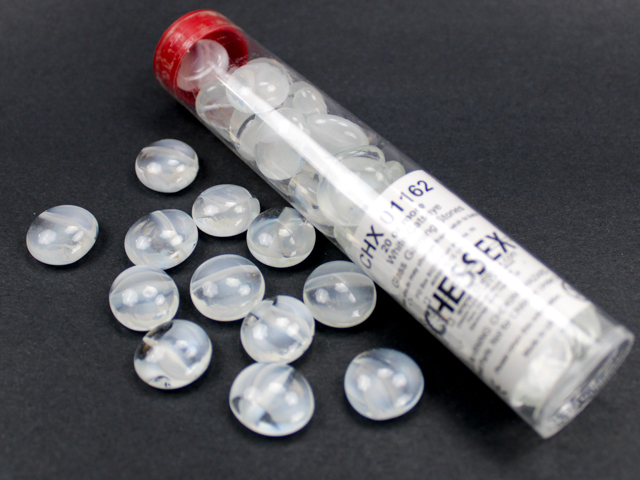 Large White Catseye Glass Stones Qty 20 or more in 5 1/2" Tube