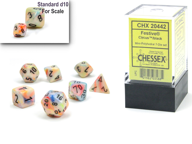 Festive mini Circus/Black Dice Set (7)