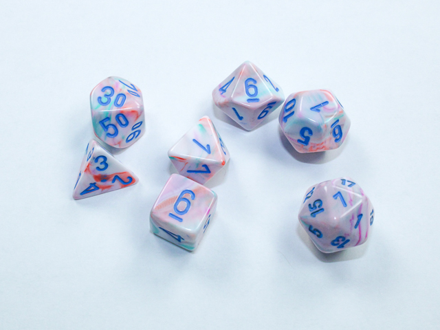 Mini-Polyhedral Dice Set: Festive Pop Art/blue (7)