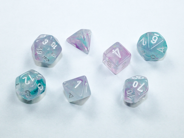 Mini-Polyhedral Dice Set: Nebula Wisteria/White (7)