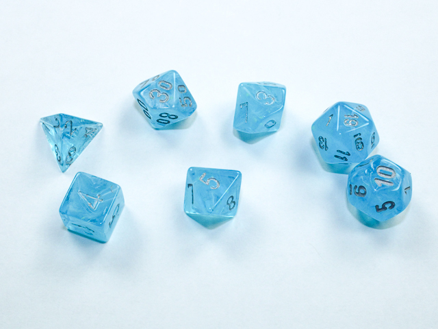 Mini-Polyhedral Dice Set: Luminary  Sky/silver (7)