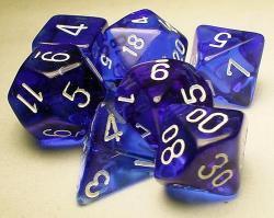Translucent Blue/White Polyhedral Roleplaying Dice Set (7)