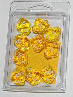 Yellow/White Translucent d10 Set (10)