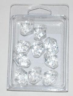Translucent D10 Dice Set Clear/White (10)