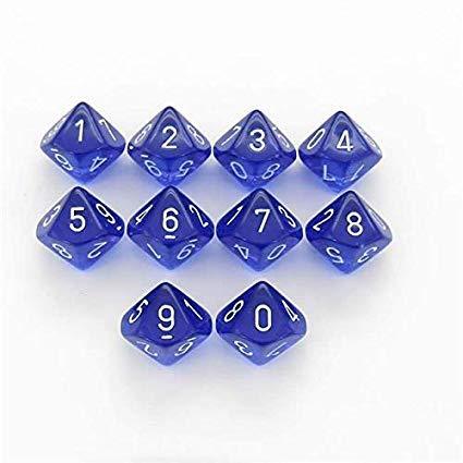 Translucent D10 Blue/White (10)