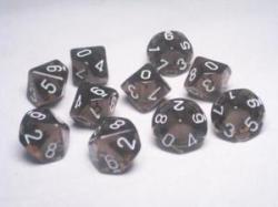 D10 Dice Set: Translucent Smoke/White (10)