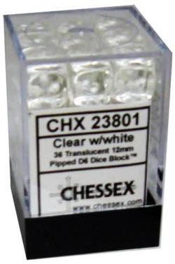 Clear/White Translucent 12mm d6 (36)