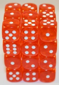 Orange/White Translucent 12mm d6 (36)