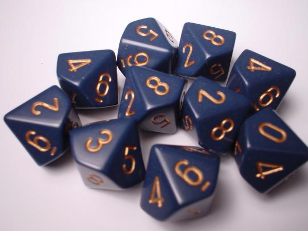 Dusty Blue/Copper Opaque d10 Set (10)