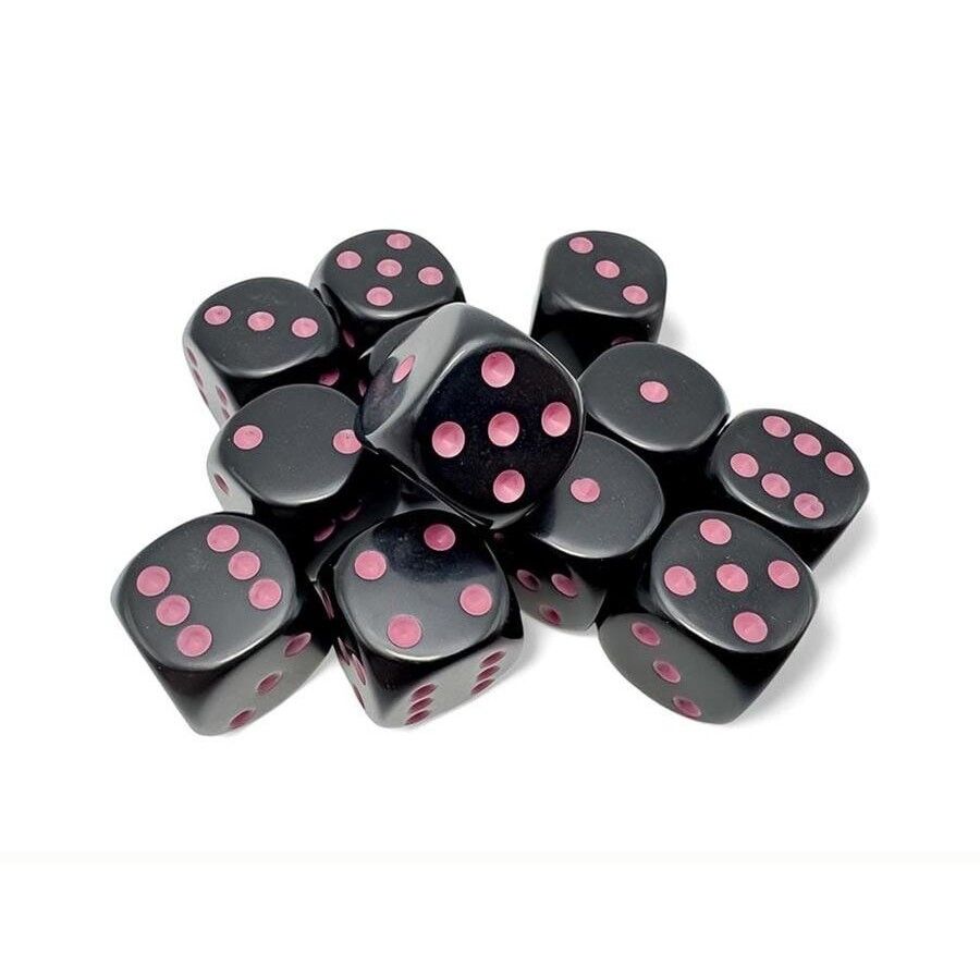 Opaque 16mm d6 Black/pink Dice Block (12 dice)
