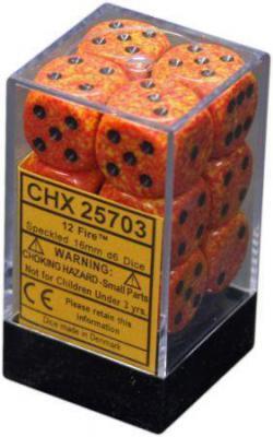 Speckled: 16mm Fire Dice Block D6 (12)