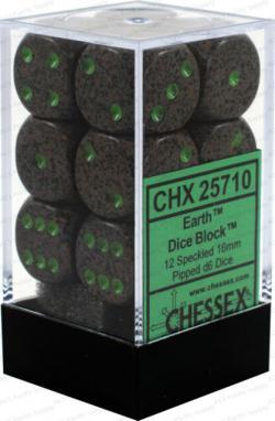 Speckled: 16mm Earth Dice Block D6 (12)