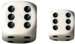 Opaque: White / Black 12mm D6 (36)