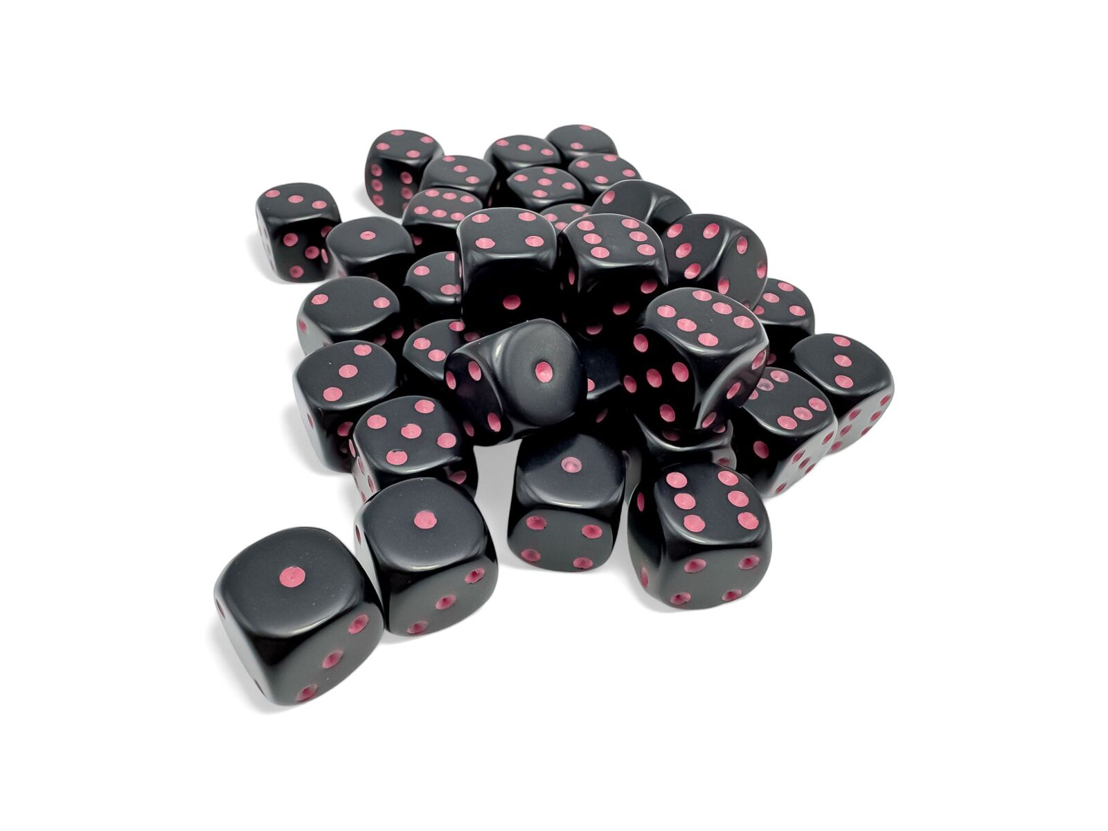 Opaque 12mm d6 Black/pink Dice Block (36 dice)