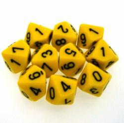 Opaque D10 Dice Set: Yellow with Black (10)