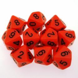Opaque D10 Dice Set: Orange with Black (10)