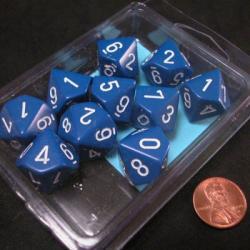 Opaque: D10 Blue/White Dice Set (10)