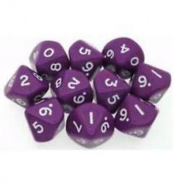 D10 Dice Set: Opaque Purple/White (10)