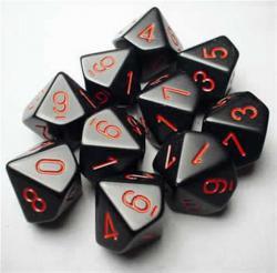 Opaque: Poly D10 Black / Red (10)
