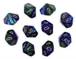 Chessex Dice Set: D10 Gemni Blue Green/Gold (10)