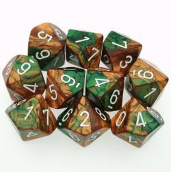 Chessex Dice Sets: D10 Gemini Copper-Green/White (10)