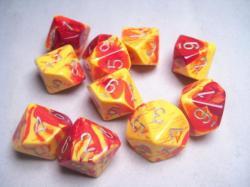 Gemini: Poly D10 Red-Yellow / Silver (10)