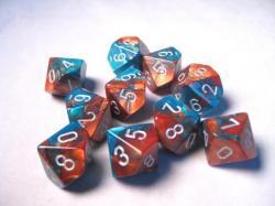 Chessex Dice Sets: D10 Gemini Copper-Teal/Silver (10)