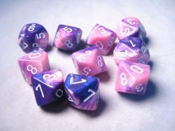 Chessex Dice Sets: D10 Gemini Pink-Purple/White (10)
