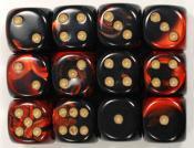 Gemini: Black Red/Gold 16mm D6 (12)