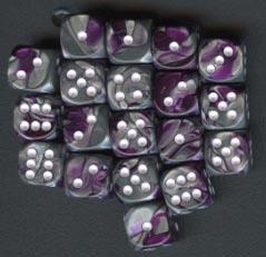 Gemini 2 12mm D6 Purple-Steel w/ Wht 36