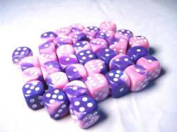 Gemini: 12mm D6 Pink-Purple/White (36)