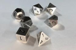 Metal Silver Polyhedral Roleplaying Dice Set (7)