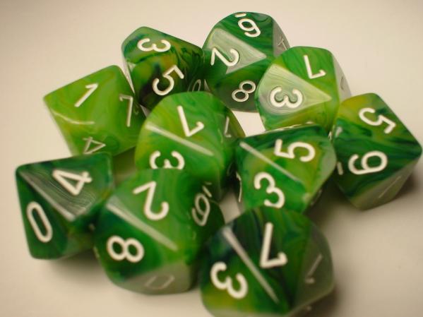 Green/White Phantom d10 Set (10)