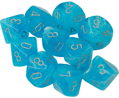 Luminary Sky/Silver d10 Dice Set (10)