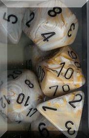 Marble Ivory/Black Polyhedral Roleplaying Dice Set (7)